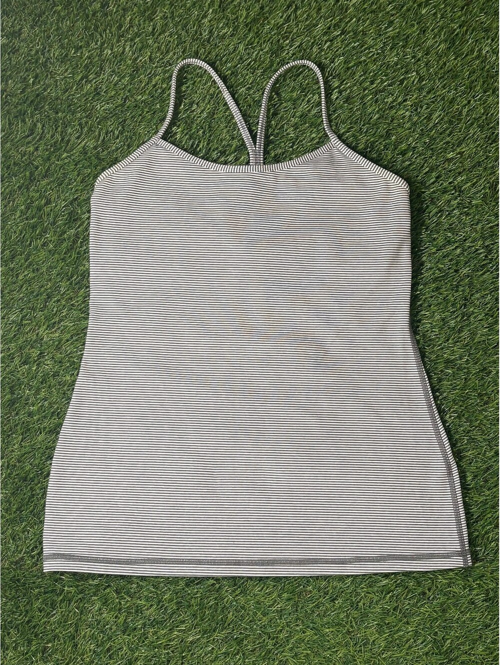 Lululemon Striped Tank Top Black White 100% Cotton Womens Size M